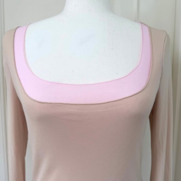 INTIMATELY BY FREE PEOPLE Beige & Pink Double Take Long-Sleeve Nylon Top Size M - Picture 3 of 13